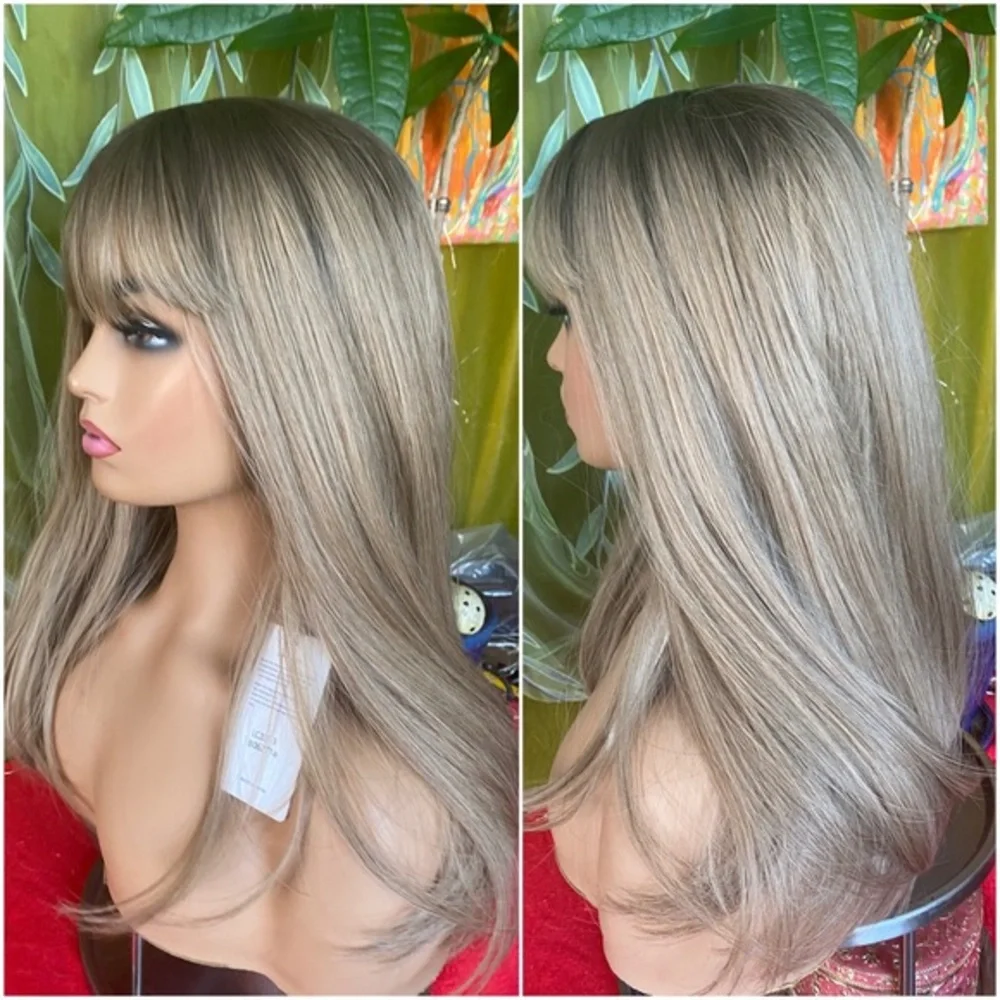 Sandy - ombré ash dark blonde wig bangs